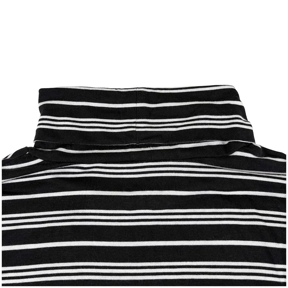Talbots Thermawarm Turtleneck Women XS Striped Black White Cozy Layering Classic